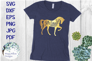 Horse With Flowers SVG Wispy Willow Designs Company