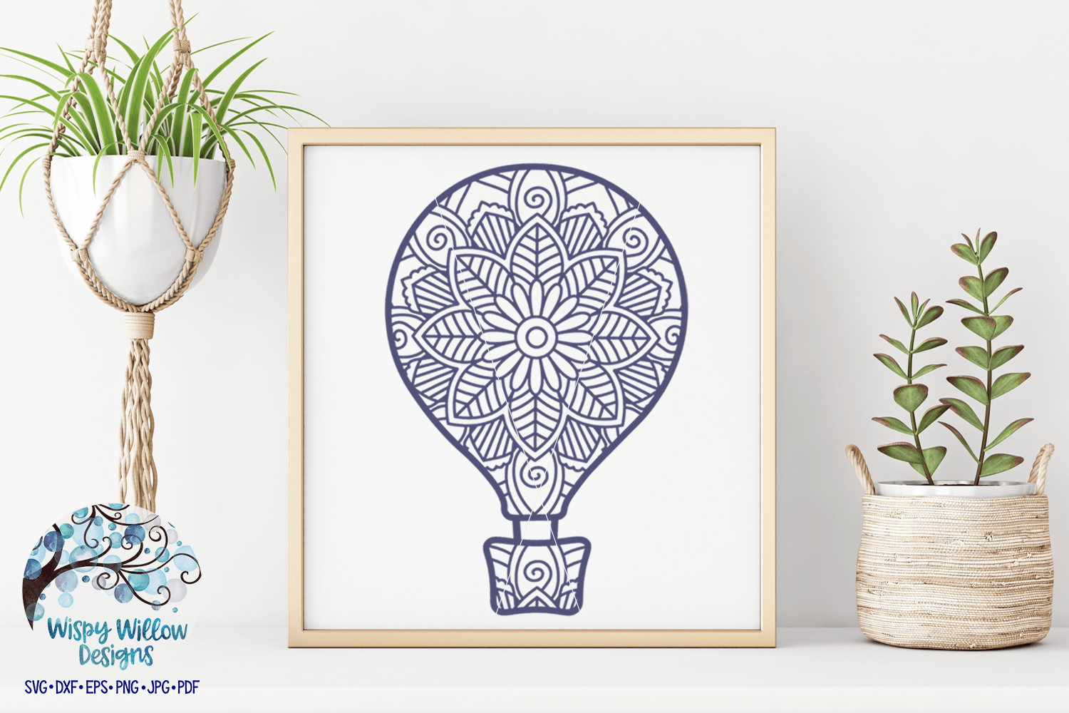 Hot Air Balloon Mandala SVG Wispy Willow Designs Company
