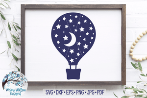Hot Air Balloon with Moon and Stars SVG Wispy Willow Designs Company