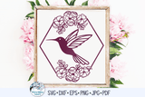 Hummingbird with Flowers SVG Wispy Willow Designs Company