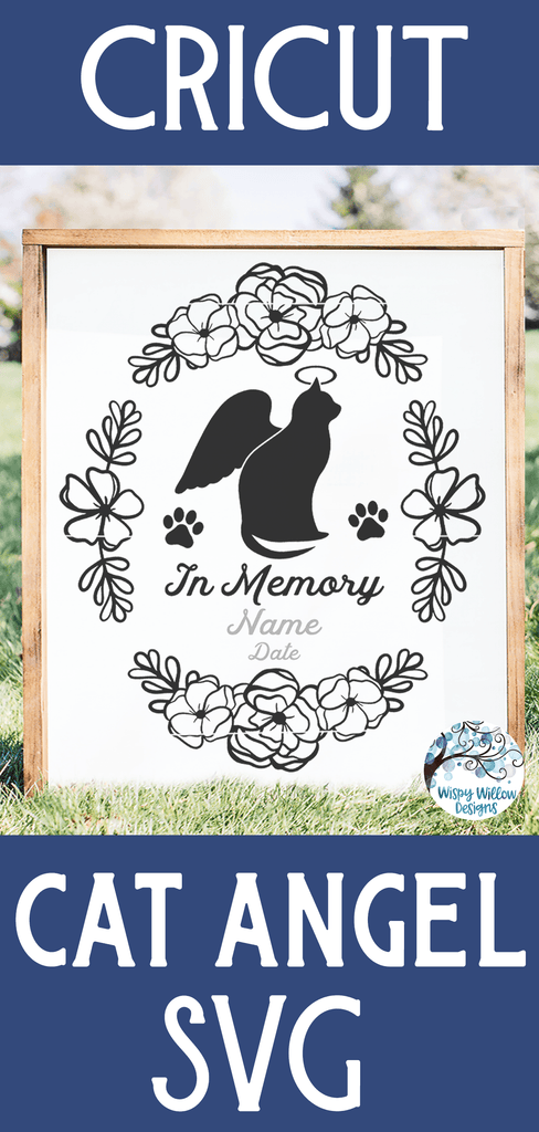In Memory Angel Cat Svg Wispy Willow Designs Company