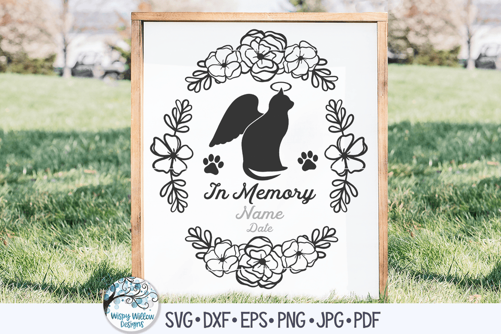 In Memory Angel Cat Svg Wispy Willow Designs Company
