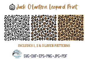 Jack O Lantern Pumpkin Leopard Print SVG | Fall Animal Pattern Wispy Willow Designs Company