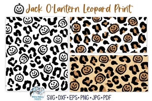 Jack O Lantern Pumpkin Leopard Print SVG | Fall Animal Pattern Wispy Willow Designs Company