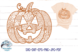 Jack O Lantern Pumpkin Zentangle SVG Wispy Willow Designs Company