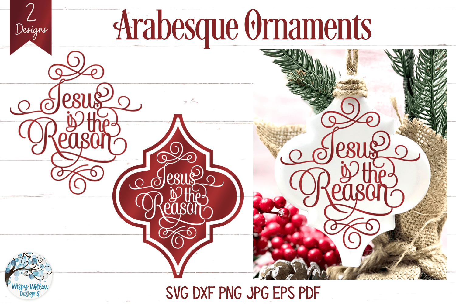 Jesus Is The Reason Arabesque Ornament SVG | Christmas Ornaments Wispy Willow Designs Company