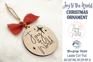 Joy to the World Christmas Ornament for Glowforge or Laser Cutter Wispy Willow Designs Company