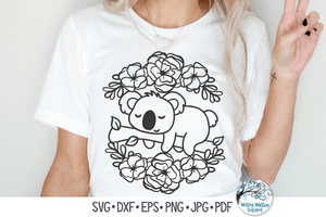 Koala with Flowers SVG Wispy Willow Designs Company