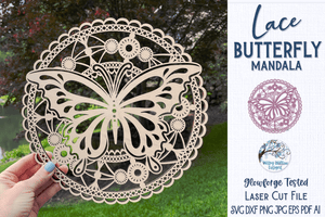 Lace Butterfly Mandala for Laser or Glowforge Wispy Willow Designs Company