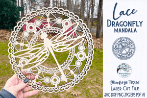 Lace Dragonfly Mandala for Laser or Glowforge Wispy Willow Designs Company