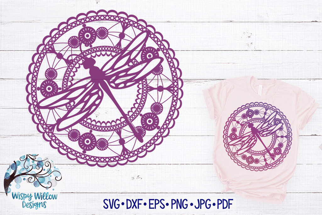 Lace Dragonfly Mandala SVG Wispy Willow Designs Company