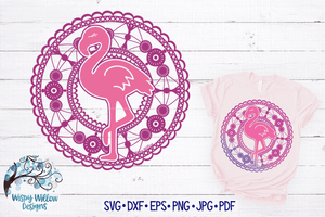Lace Flamingo Mandala SVG Wispy Willow Designs Company