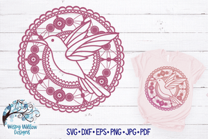 Lace Hummingbird Mandala SVG Wispy Willow Designs Company