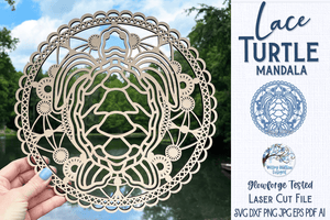 Lace Turtle Mandala for Laser or Glowforge Wispy Willow Designs Company