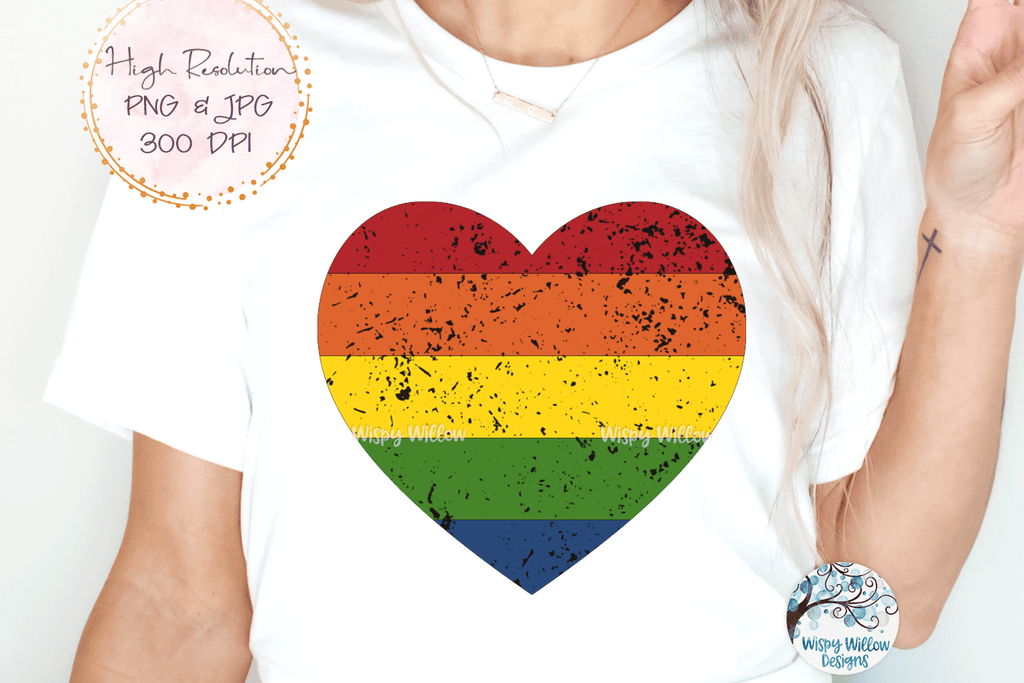LGBTQ Pride Rainbow Heart Sublimation Png Wispy Willow Designs Company