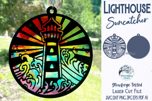 Lighthouse Suncatcher for Laser or Glowforge Wispy Willow Designs Company