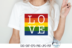 Love Rainbow Square SVG Wispy Willow Designs Company