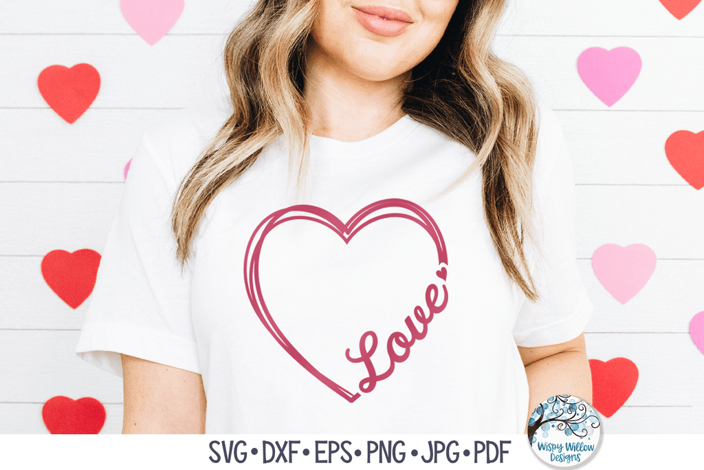 Love Sketch Heart | Valentine's Day SVG Wispy Willow Designs Company