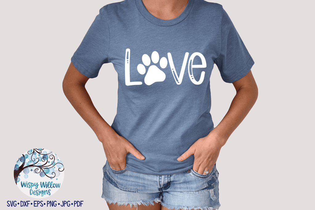 Love with Paw Print SVG | Dog Love SVG Cut File Wispy Willow Designs Company