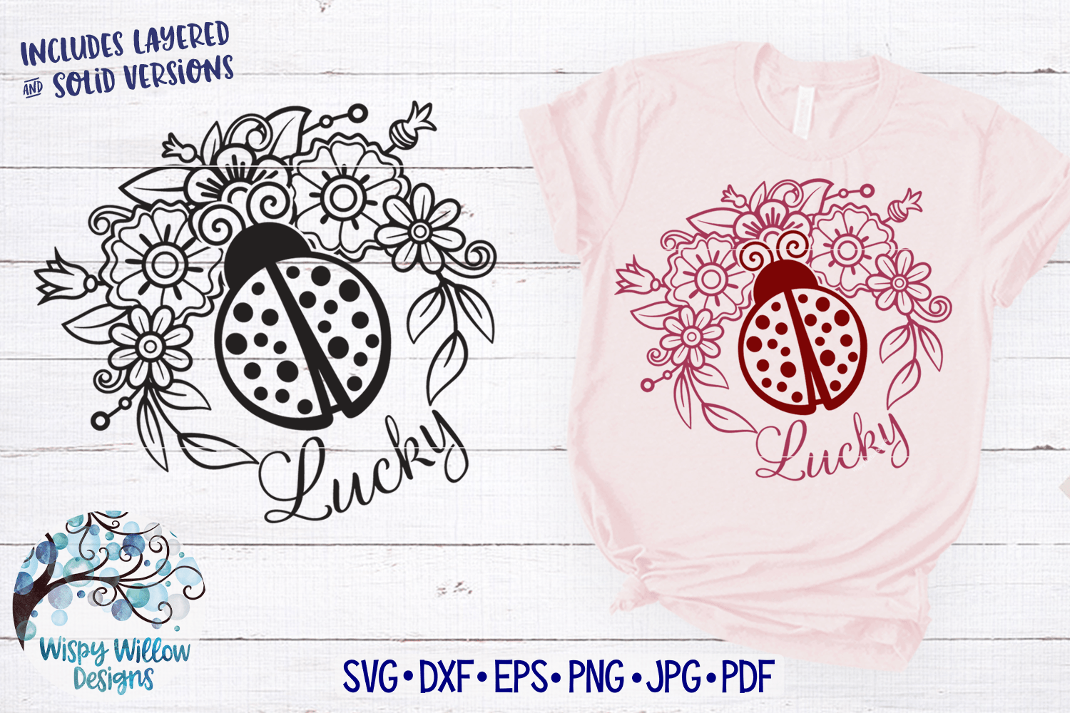 Lucky Ladybug Mandala SVG Wispy Willow Designs Company