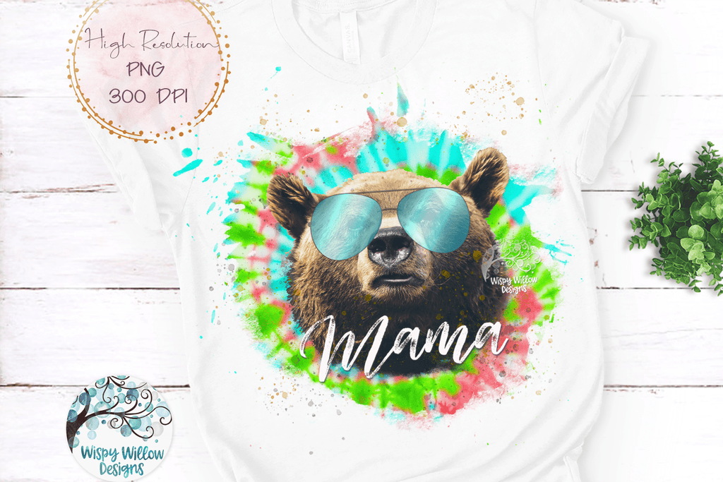 Mama Bear Tie Dye | Mama Bear Sublimation PNG Wispy Willow Designs Company