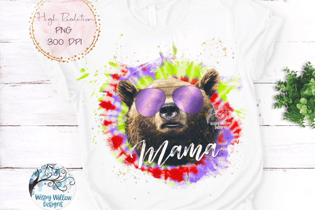 Mama Bear Tie Dye | Mama Bear Sublimation PNG Wispy Willow Designs Company