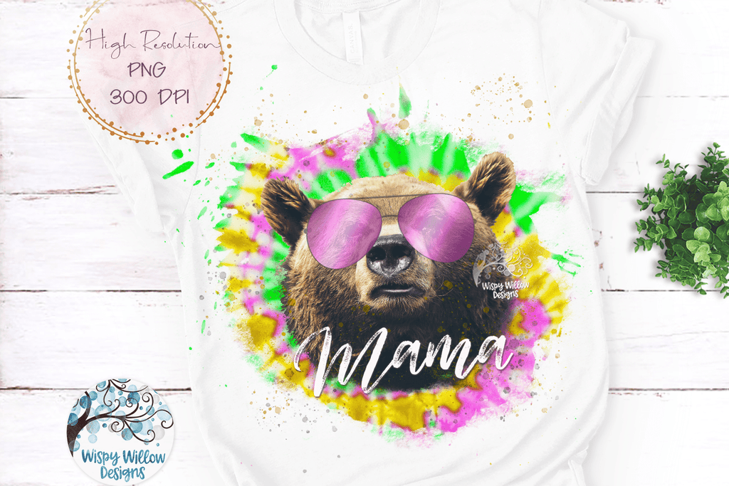 Mama Bear Tie Dye Sublimation PNG Bundle Wispy Willow Designs Company