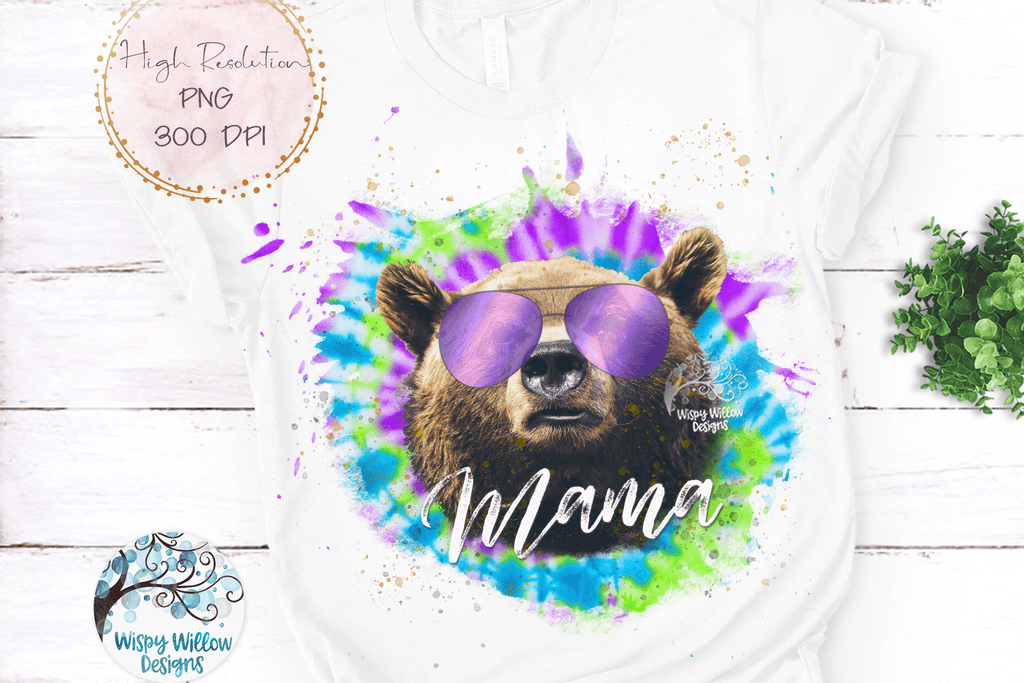 Mama Bear Tie Dye Sublimation PNG Bundle Wispy Willow Designs Company