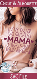 Mama SVG | Mama Stacked with Hearts SVG Wispy Willow Designs Company