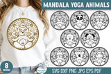 Mandala Yoga Animals SVG Bundle | Cat Dog Sloth Fox Hippo Panda Bear Raccoon Wispy Willow Designs Company