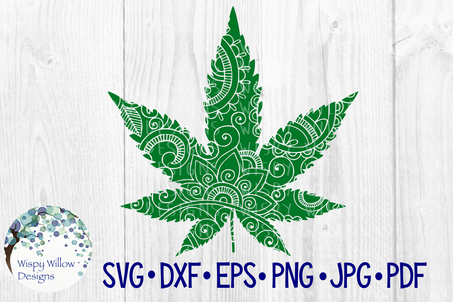 Marijuana Leaf Zentangle SVG Wispy Willow Designs Company