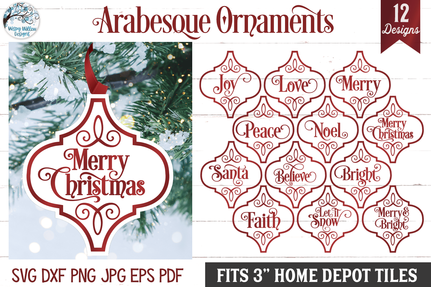 Mega Arabesque Christmas Ornament SVG Bundle for Home Depot Tiles Vol 1 Wispy Willow Designs Company