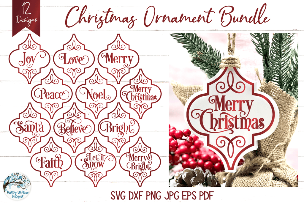 Mega Christmas Ornament SVG Bundle 2 | Arabesque Christmas SVG Wispy Willow Designs Company