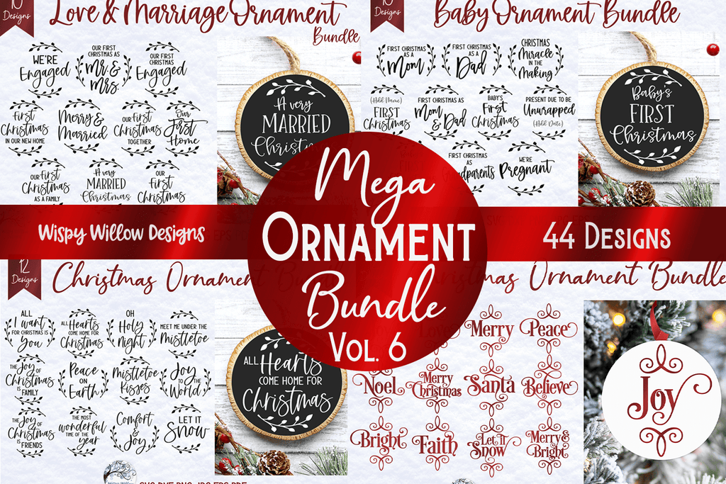 Mega Christmas Ornament SVG Bundle 6 | Round Christmas SVG Wispy Willow Designs Company
