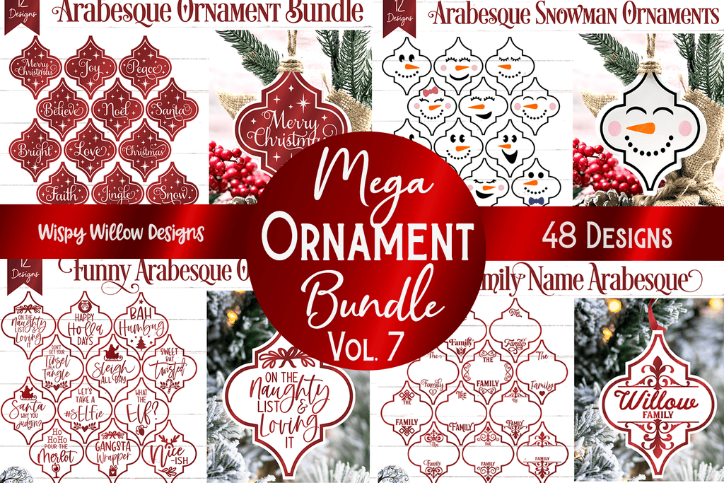 Mega Christmas Ornament SVG Bundle 7 | Arabesque Christmas SVG Wispy Willow Designs Company