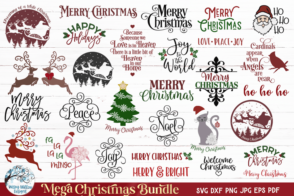 Mega Christmas SVG Bundle - 60 Holiday Designs Wispy Willow Designs Company