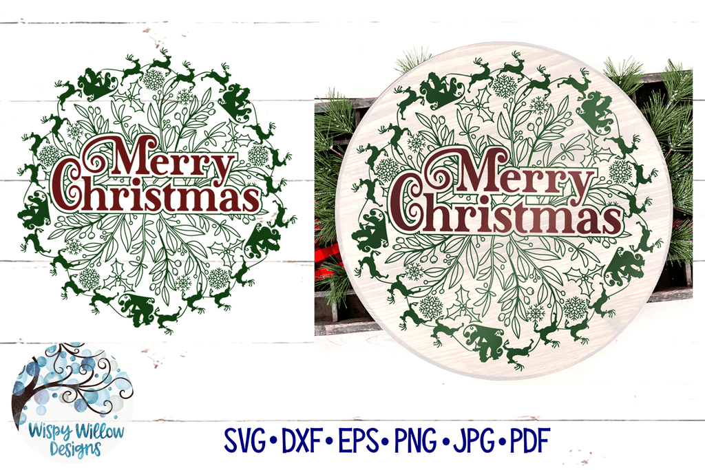 Merry Christmas Mandala SVG Wispy Willow Designs Company