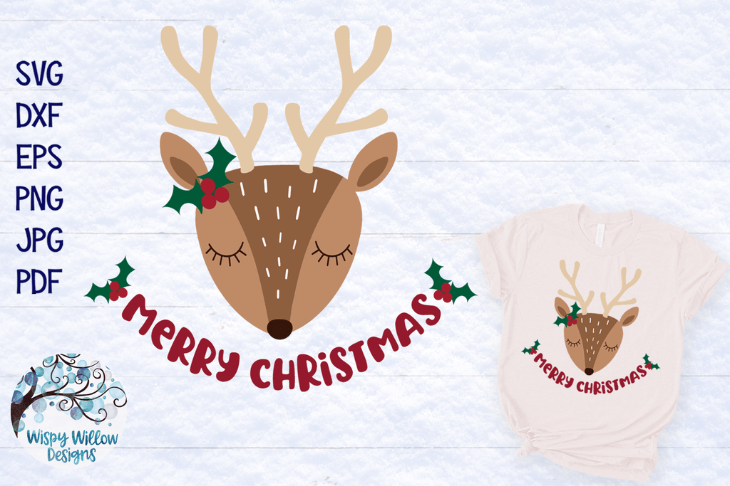 Merry Christmas Reindeer SVG Wispy Willow Designs Company