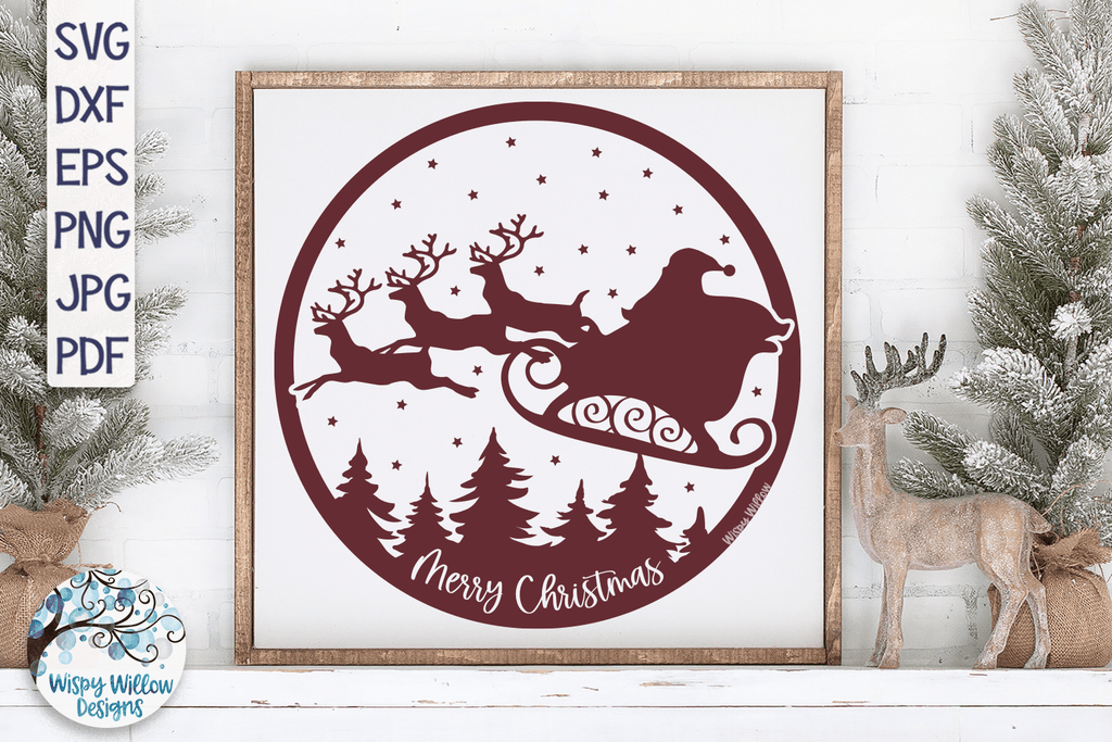 Merry Christmas Santa Claus SVG | Round Christmas SVG Wispy Willow Designs Company