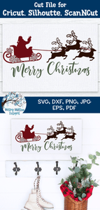 Merry Christmas Santa Sleigh SVG Wispy Willow Designs Company