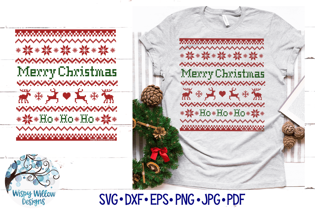 Merry Christmas Ugly Sweater SVG Wispy Willow Designs Company