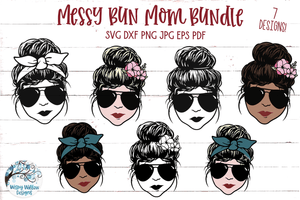 Messy Bun Mom SVG Bundle Wispy Willow Designs Company