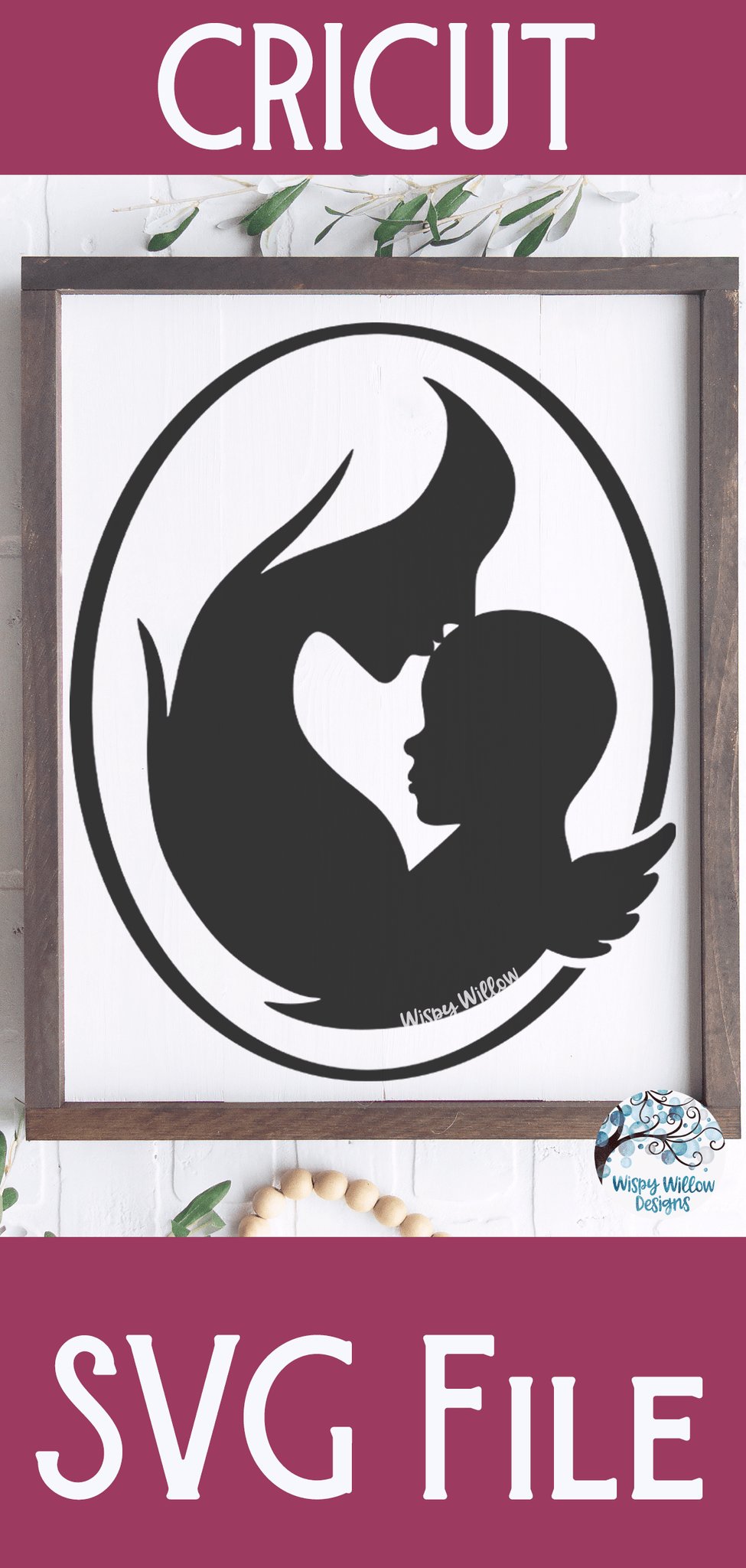 Mother and Angel Baby SVG Wispy Willow Designs Company