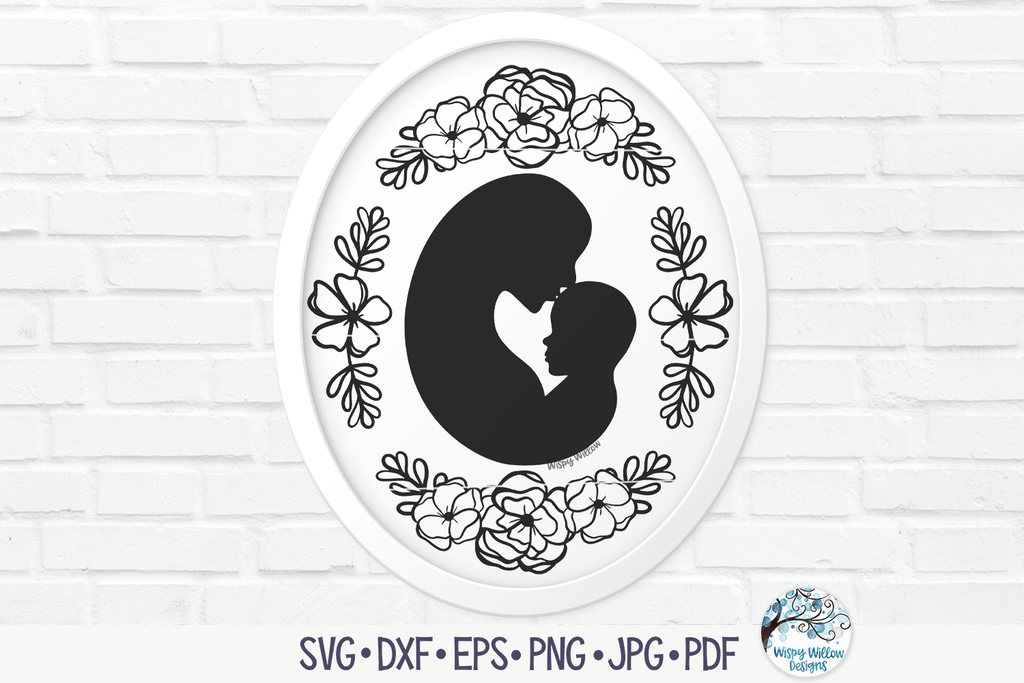 Mother Baby with Flowers SVG Wispy Willow Designs Company