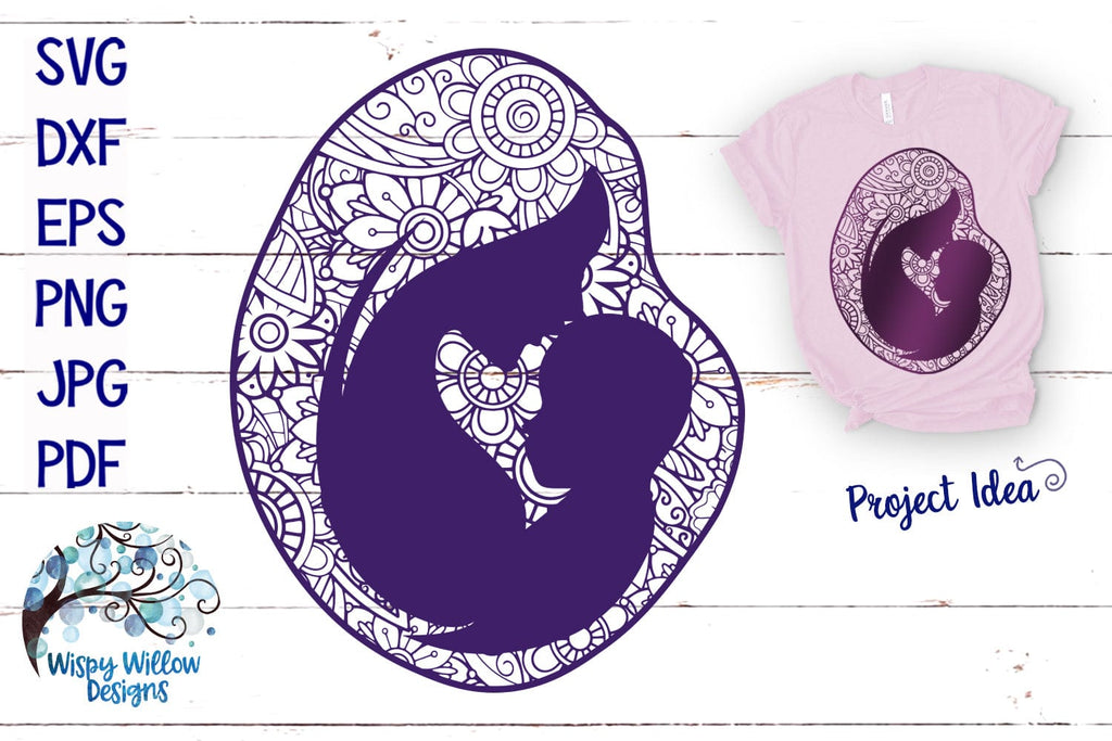 Mother Baby Zentangle SVG Wispy Willow Designs Company