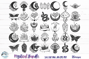 Mystical SVG Bundle | 35 Celestial Witchy Magic Cut Files Wispy Willow Designs Company