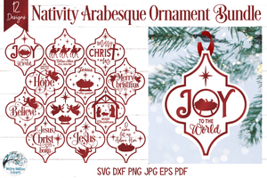 Nativity Arabesque Christmas Ornament SVG Bundle Wispy Willow Designs Company
