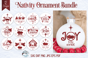 Nativity Round Christmas Ornament SVG Bundle Wispy Willow Designs Company