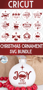 Nativity Round Christmas Ornament SVG Bundle Wispy Willow Designs Company