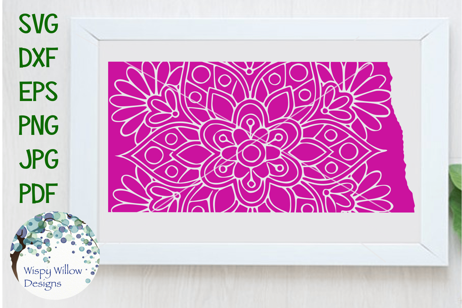 North Dakota ND Mandala SVG Wispy Willow Designs Company